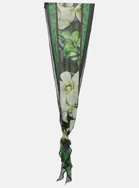 Roberto Cavalli Multicolor Floral Print Chiffon Scarf