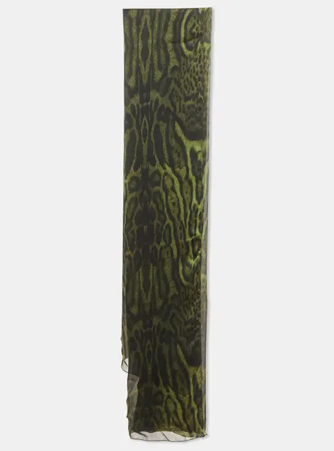 Roberto Cavalli Green Snake Skin Print Silk Stole