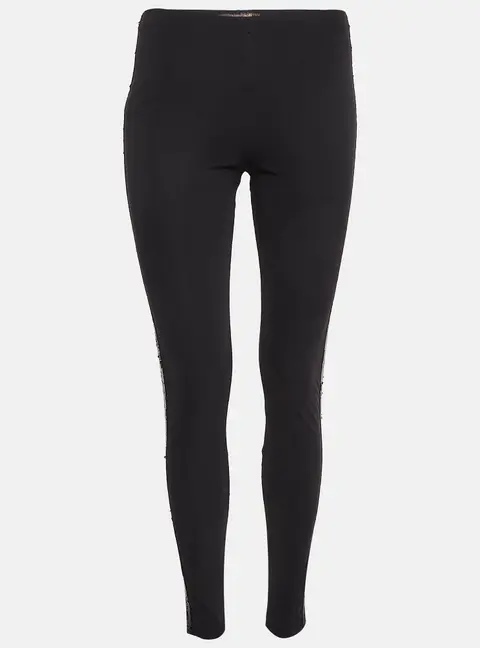 Roberto Cavalli Black Sequin Jersey Leggings M