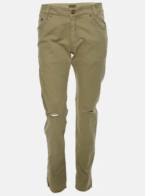 Roberto Cavalli Olive Green Ripped Denim Jeans XS