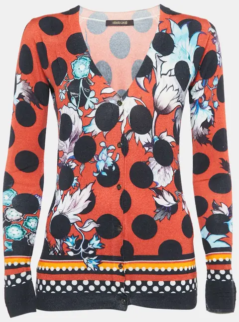 Roberto Cavalli Multicolor Wool Button Front Cardigan S