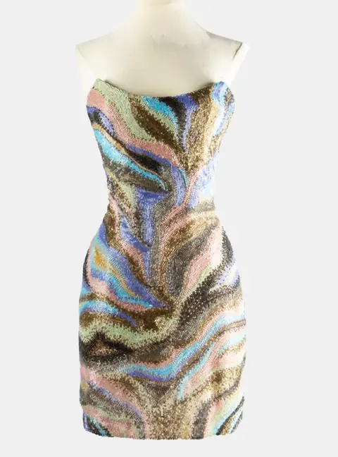Roberto Cavalli Multicolor Beaded Mini Dress XS