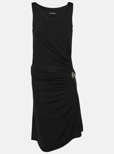 Roberto Cavalli Black Stretch Fabric Embellished Dress S