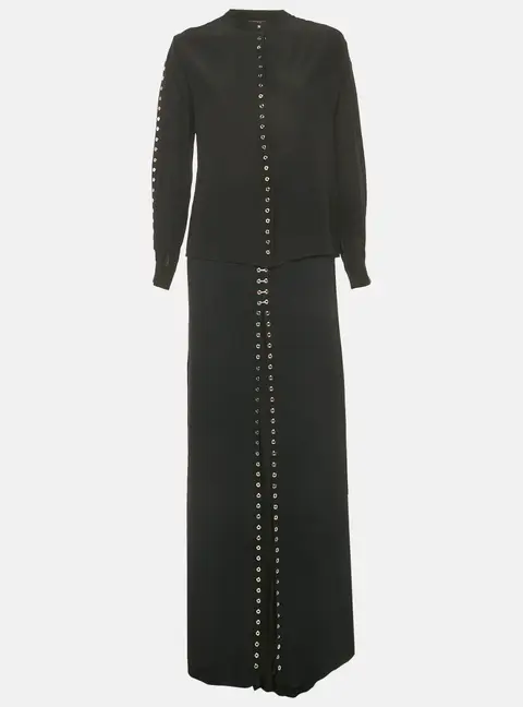 Roberto Cavalli Black Grommet Detail Skirt and Top Set M/L