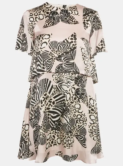 Roberto Cavalli Pink Printed Silk Mini Dress L