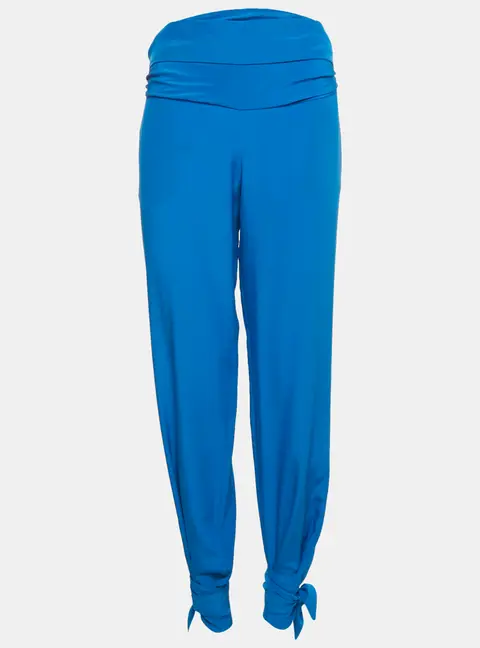 Roberto Cavalli Blue Silk Tie-Up Trousers S