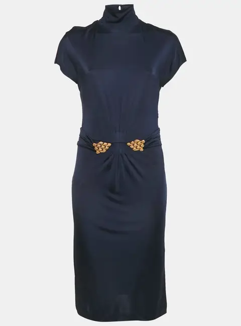 Roberto Cavalli Purple Jersey Broach Detail Knee -Length Dress L