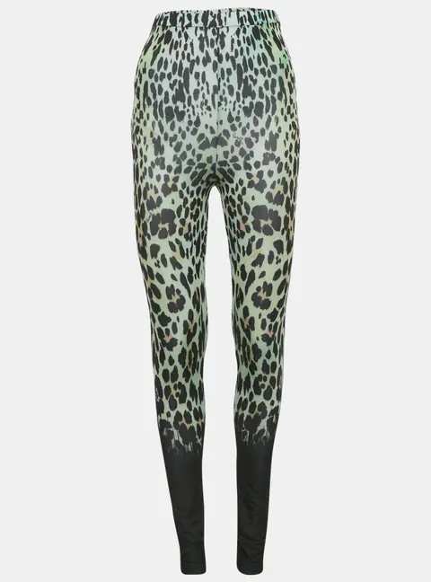 Roberto Cavalli Green Animal Print Jersey Leggings XS