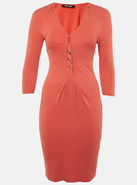 Roberto Cavalli Pink Knit Long Sleeve Mini Dress S