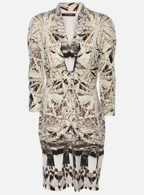Roberto Cavalli Multicolor Printed Stretch Satin Mini Dress M