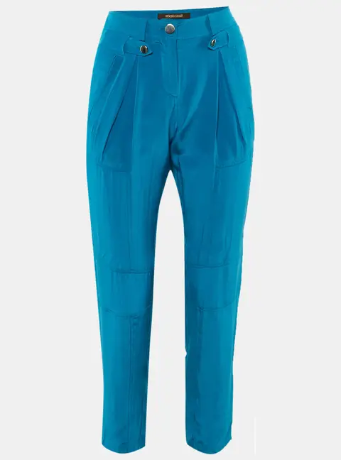 Roberto Cavalli Blue Silk Trousers S