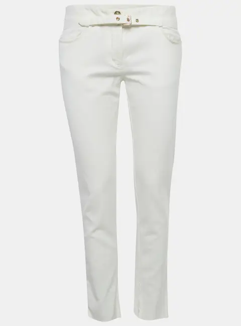 Roberto Cavalli White Cotton Skinny Trousers M