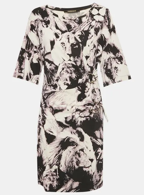 Roberto Cavalli Multicolor Printed Jersey Midi Dress L