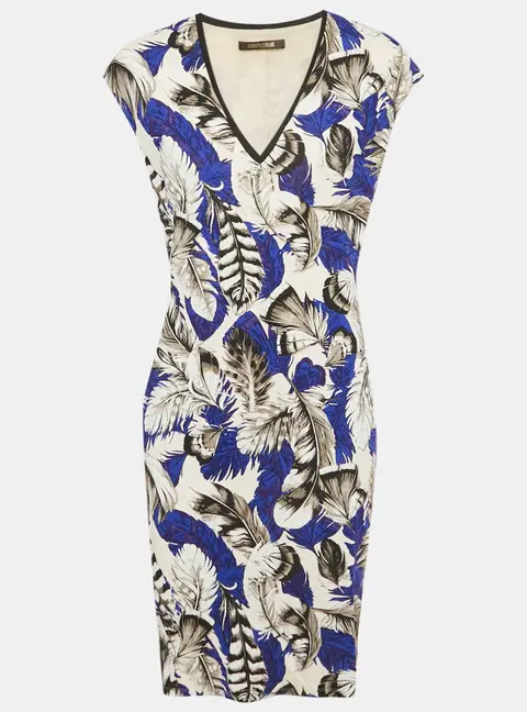 Roberto Cavalli Multicolor Printed Jersey Midi Dress L