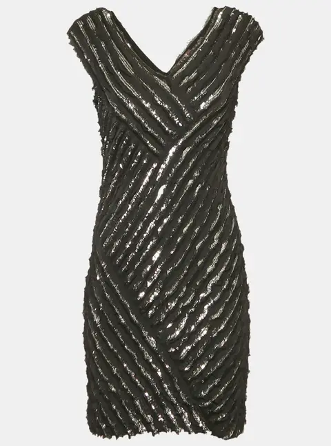 Roberto Cavalli Black Silk Sequin Mini Dress M