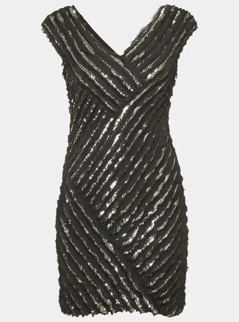 Roberto Cavalli Black Silk Sequin Mini Dress S