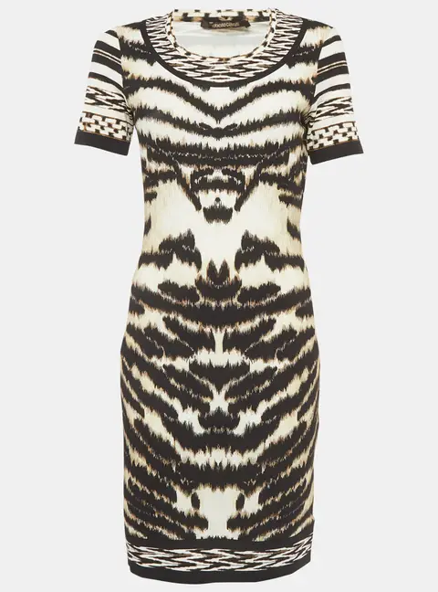 Roberto Cavalli Multicolour Animal Print Stretch Knit Mini Dress M