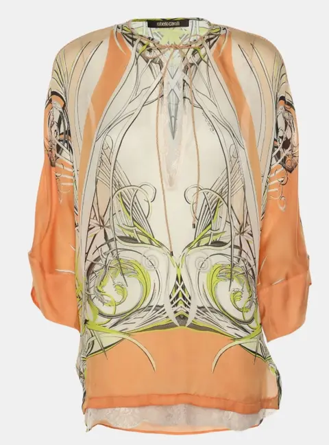 Roberto Cavalli Multicolor Printed Silk Top S
