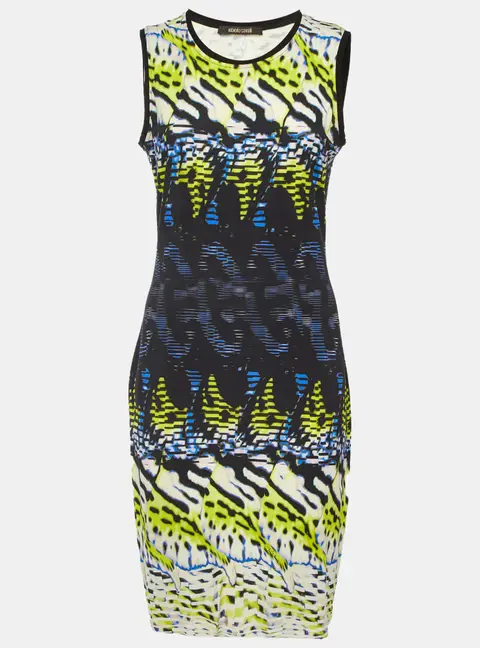 Roberto Cavalli Multicolor Printed Crepe Sleeveless Dress M