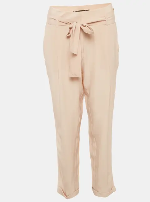 Roberto Cavalli Powder Pink Silk Belted Pants L