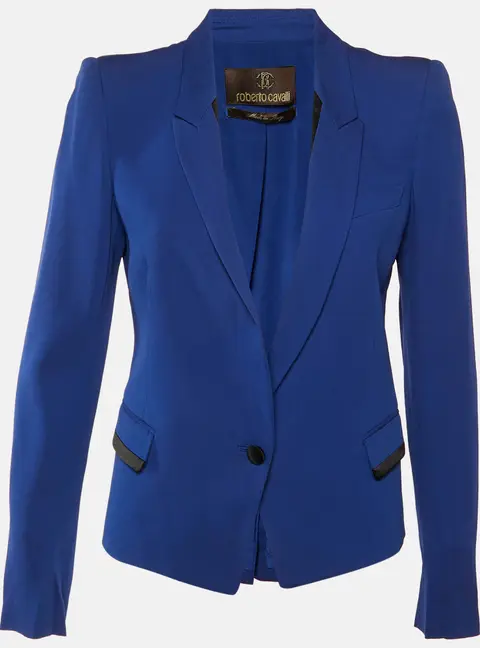 Roberto Cavalli Blue Crepe Tailored Blazer M