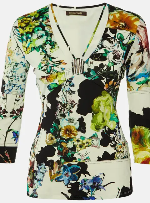 Roberto Cavalli Multicolor Printed Jersey Top M