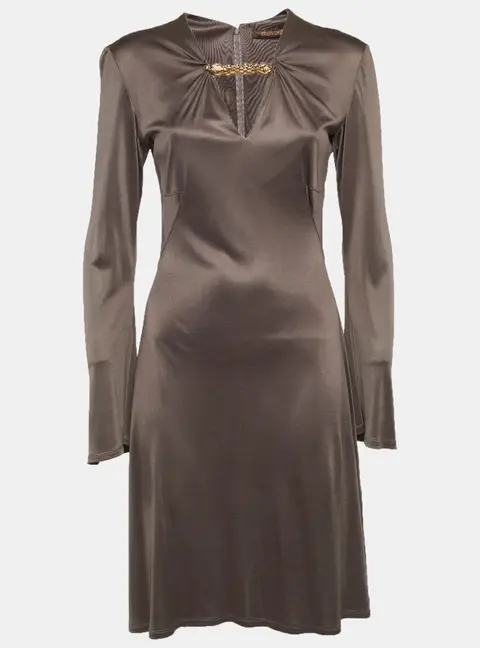 Roberto Cavalli Grey Jersey Ruched Mini Dress M