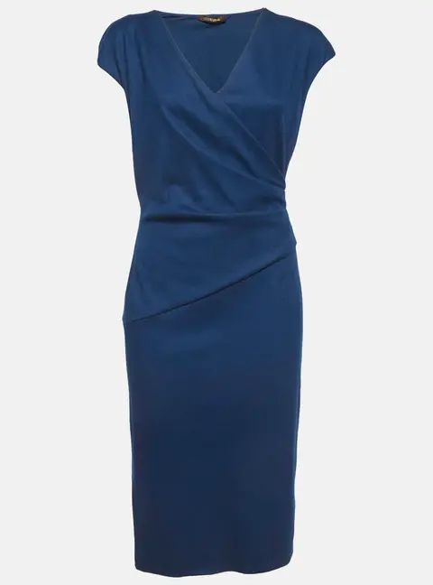 Roberto Cavalli Blue Fleece Wool Sheath Dress M