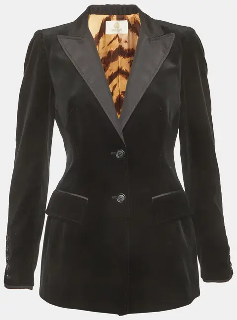 Roberto Cavalli Black Velvet and Cotton Tuxedo Jacket M