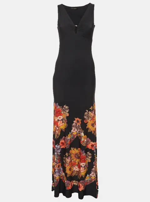 Roberto Cavalli Multicolor Stretch Jersey Knit Maxi Dress S