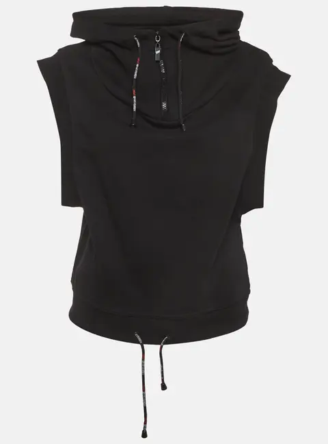 Roberto Cavalli Sport Black Cotton Knit Sleeveless Hoodie XS