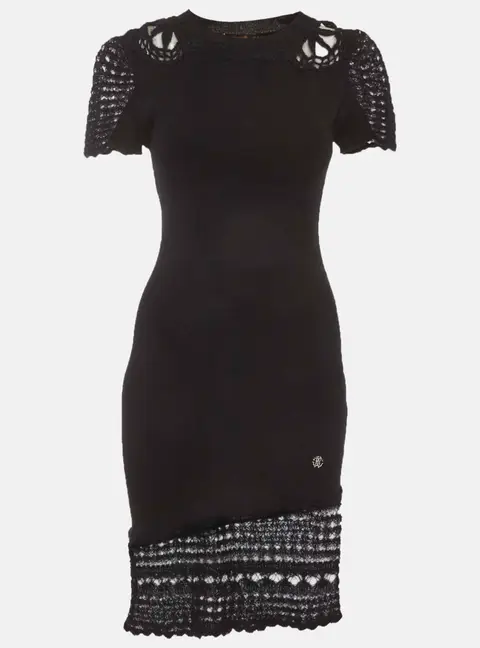 Roberto Cavalli Black Mohair and Knit Mini Dress M