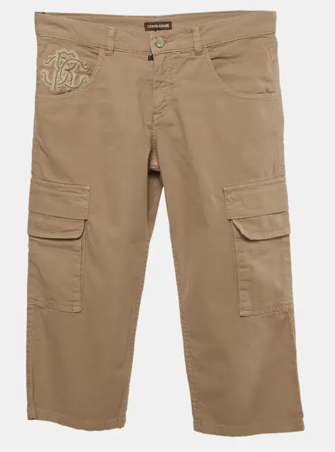 Roberto Cavalli Brown Cotton Cargo Pants S