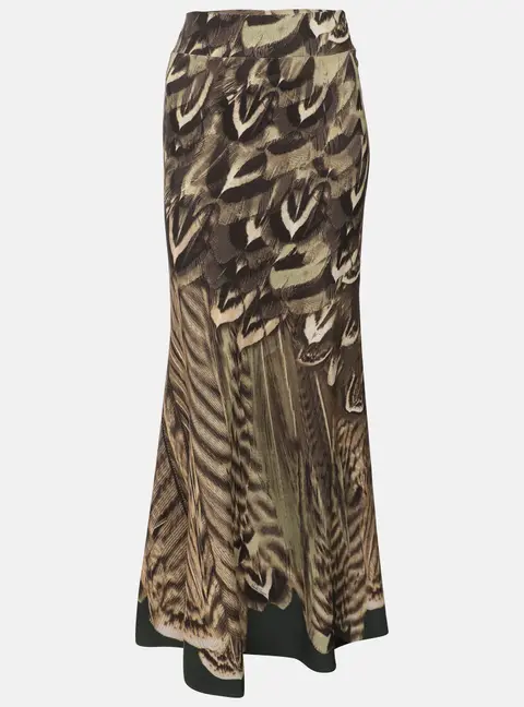 Roberto Cavalli Multicolor Printed Stretch Nylon Maxi Skirt M