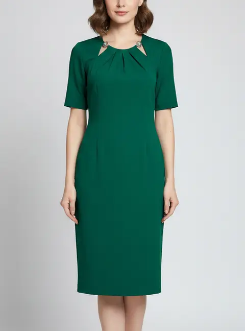 Roberto Cavalli Green Stretch Knit Embellished Midi Dress S