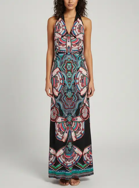 Roberto Cavalli Multicolor Kaleidoscope Print Jersey Maxi Dress S