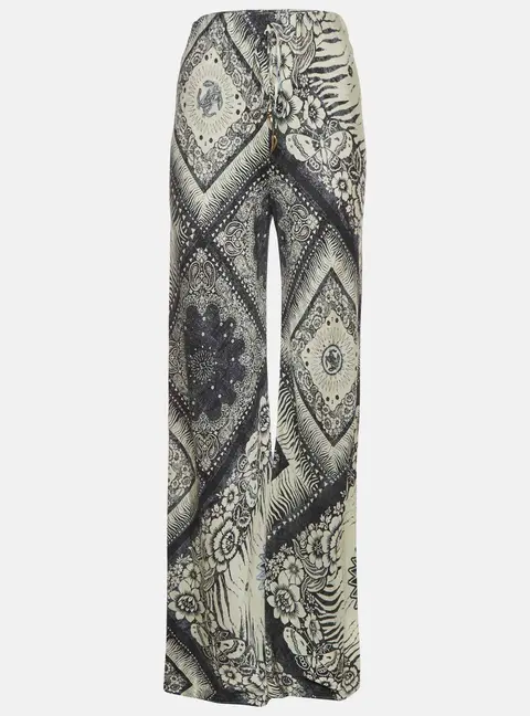Roberto Cavalli White/Blue Bandana Print Knit Palazzo Pants S