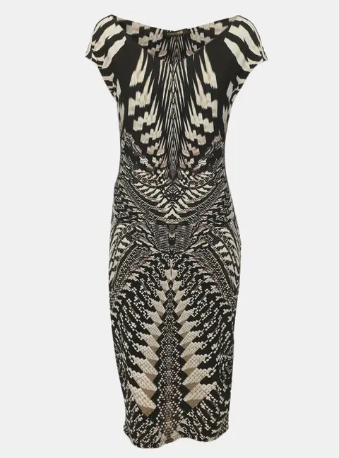 Roberto Cavalli Multicolor Geometric Aztec Snake Print Jersey Sleeveless Sheath Dress S