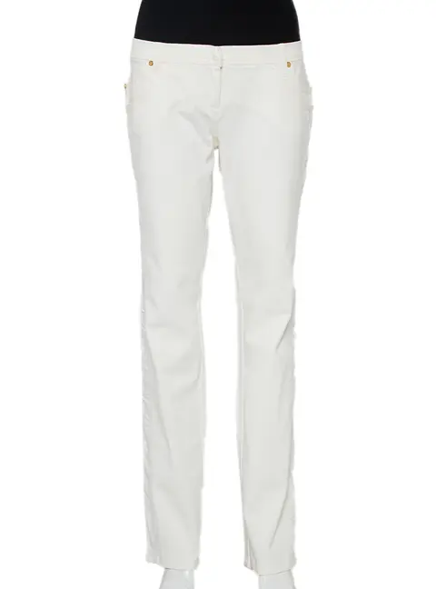 Roberto Cavalli White Denim Straight Leg Jeans XL