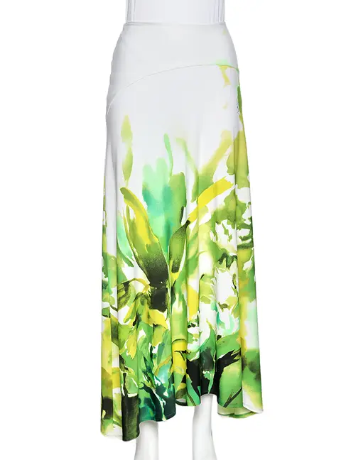 Roberto Cavalli Multicolored Printed Jersey Midi Skirt L