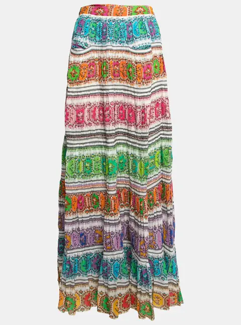 Roberto Cavalli Multicolor Printed Cotton Maxi Skirt L