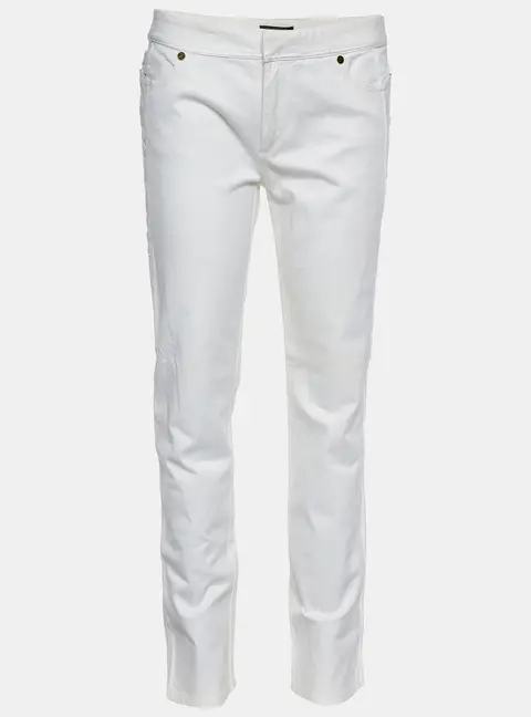 Roberto Cavalli White Denim Straight Fit Jeans Waist 30"