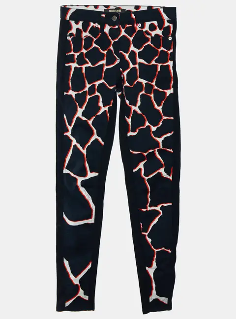 Roberto Cavalli Black Denim Printed Detail Skinny Jeans S