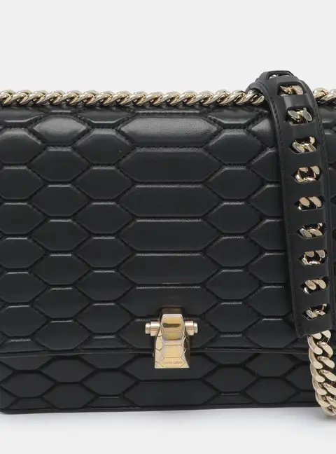 Roberto Cavalli Black Quilted Leather Hera Shoulder Bag