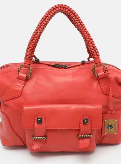 Roberto Cavalli Red Leather Satchel