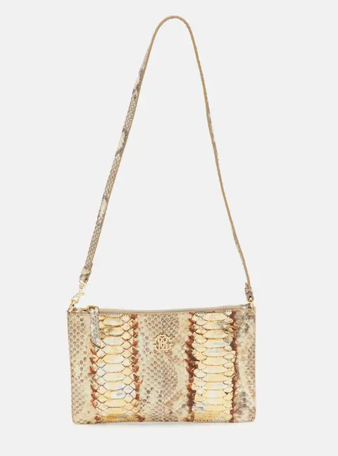 Roberto Cavalli Metallic Beige/Gold Python Shoulder Bag