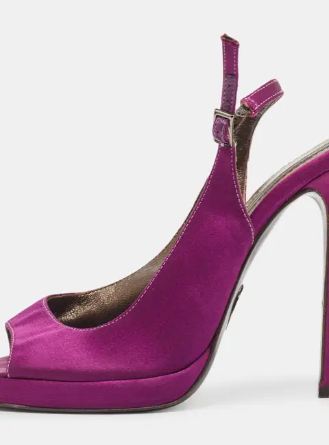 Roberto Cavalli Purple Satin Open Toe Platform Pumps Size 36