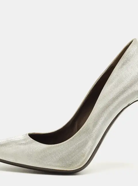 Roberto Cavalli Silver Metallic Lurex Fabric Pumps Size 38