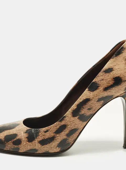 Roberto Cavalli Size 40 Brown/Black Leather Round Toe Pumps