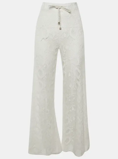 Roberto Cavalli Beachwear White Lace Cover Up Pants M